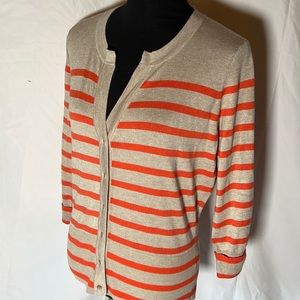 💚 3 for $15 💚 - RED brand three quarter Sleeve Striped Cardigan size L